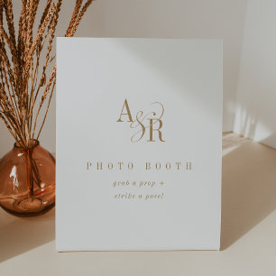 ANDREA Classic Boho Gold White Wedding Foto Stand Sockelschild