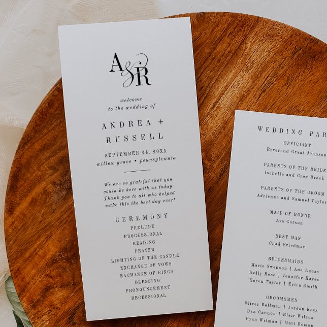 ANDREA Classic Elegante Formal Extravagant Einziga Programm (ANDREA Classic Elegant Formal Fancy Unique Wedding Program)