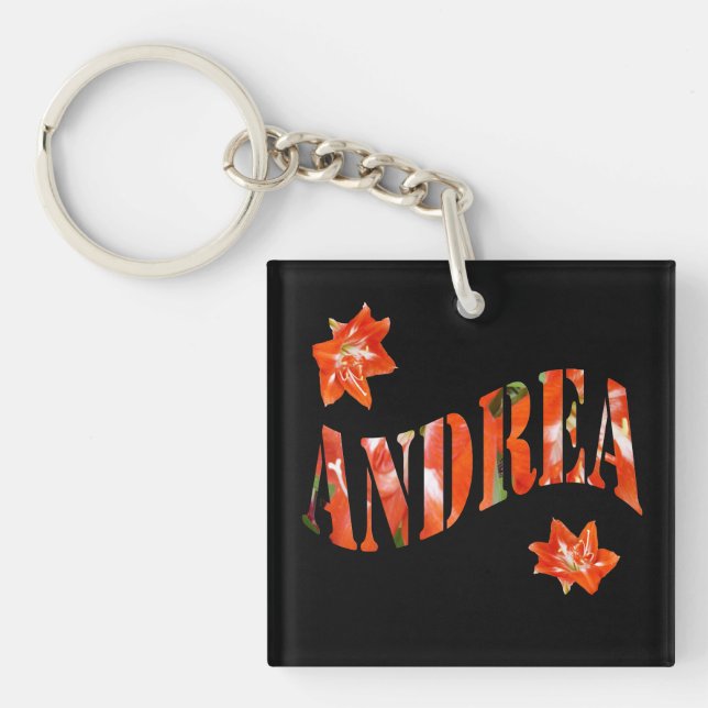 Andrea, Floral Name Logo, Schlüsselanhänger (Vorderseite)