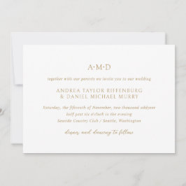 Andrea Gold Elegant Wedding Einladung