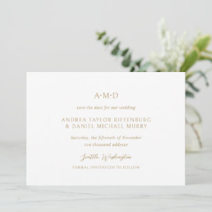 Andrea Gold Elegant Wedding Save The Date