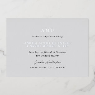 Andrea Gray Elegante Hochzeit - Save the Date Folieneinladung