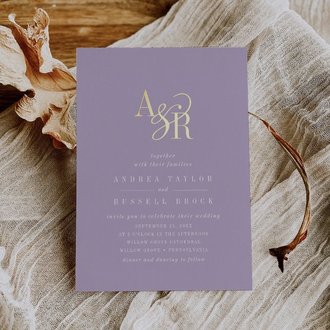 ANDREA Lavender Gold Foil Formal Elegant Wedding Folieneinladung (ANDREA Lavender Gold Foil Formal Elegant Wedding Foil Invitation)