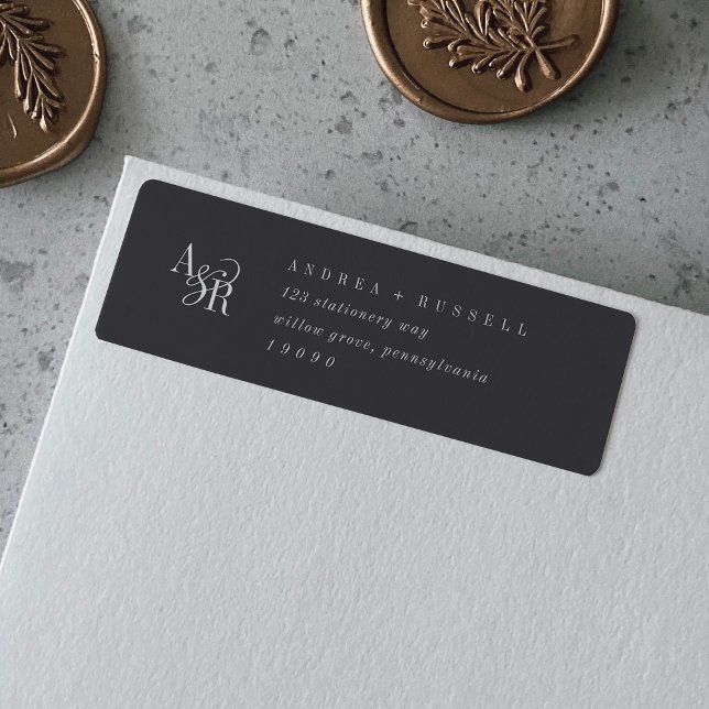 ANDREA Minimalistische dunkelgraue Rücksendeadress (ANDREA Minimalist Dark Gray Return Address Labels)