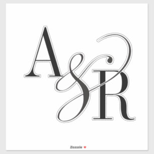 ANDREA Modernes Minimalistisches Hochzeitmonogramm Aufkleber