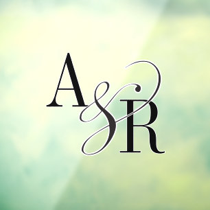 ANDREA Modernes Minimalistisches Hochzeitmonogramm Fensteraufkleber