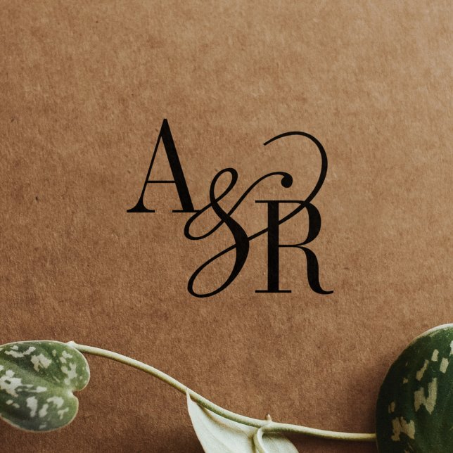 ANDREA Monogram Chic Moderne Hochzeitskautschuk-Br Gummistempel (ANDREA Monogram Chic Modern Wedding Rubber Stamps)