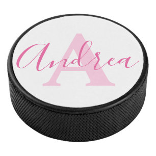 Andrea monogram rosa text individuelle Name initia Eishockey Puck