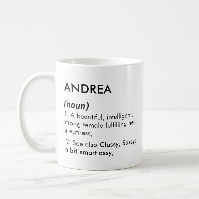 Andrea Name, Bearbeitbarer Name, Benutzerdefiniert Kaffeetasse (Links)