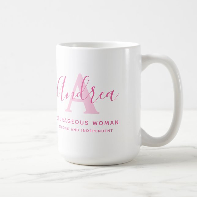 Andrea Name Bedeutung und monogramm rosa Text Kaff Kaffeetasse (Rechts)