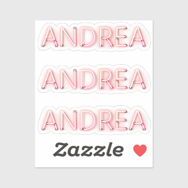 Andrea Name in Glows Neon Lights Aufkleber (Blatt)