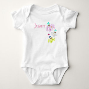 Andrea Name Logo mit Kätzchen und Blume, Baby Bo Strampler