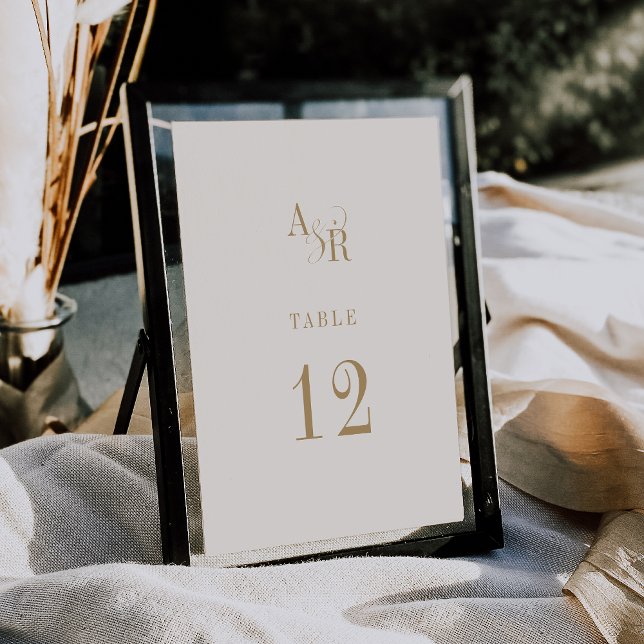 ANDREA Neutral Gold Cream Wedding Tischnummern (ANDREA Neutral Gold Cream Wedding Table Numbers)