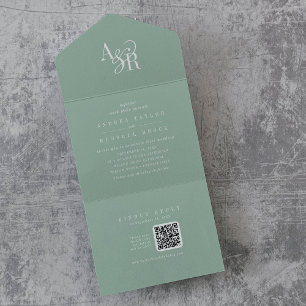 ANDREA QR-Code Sage Green Einfache Minimale Hochze All In One Einladung