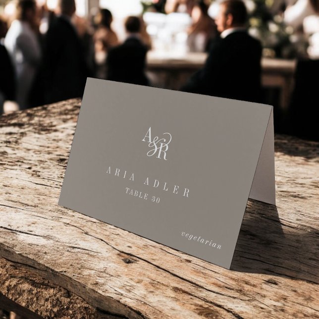 ANDREA Rustic Taupe Minimal Wedding Place Cards Tischnummer (ANDREA Rustic Taupe Minimal Wedding Place Cards)