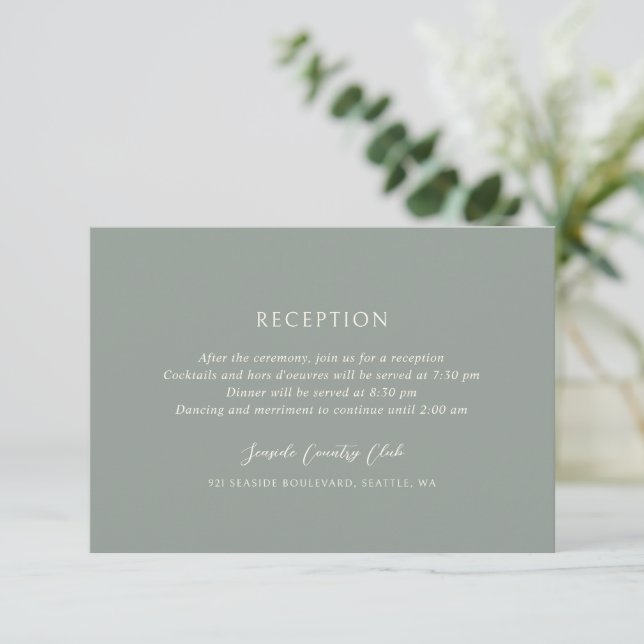 Andrea Sage Green Elegant Wedding Begleitkarte (Stehend Vorderseite)