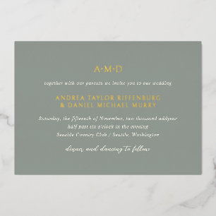 Andrea Sage Green Elegant Wedding Folieneinladung