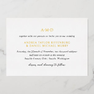 Andrea Schwarz-weiß Elegant Wedding Folieneinladung