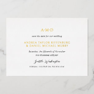 Andrea Schwarz-weiß Elegant Wedding Save the Date Folieneinladung