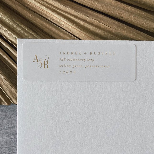 ANDREA Simple Gold Monogram Rücksendeadressen-Aufk (ANDREA Simple Gold Monogram Return Address Labels)
