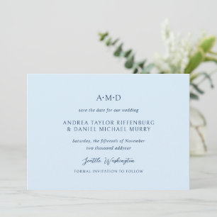 Andrea Sky Blue Elegant Wedding Save The Date