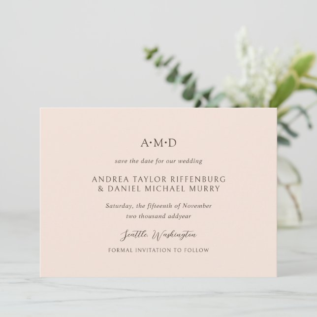 Andrea Tan Elegant Wedding Save The Date (Stehend Vorderseite)