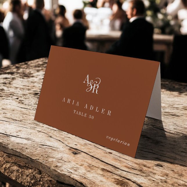 ANDREA Terracotta Boho Minimal Wedding Place Cards Tischnummer (ANDREA Terracotta Boho Minimal Wedding Place Cards)
