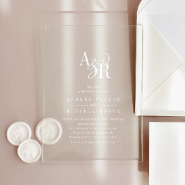 ANDREA White Modern Minimalistisch Classic Wedding Acryleinladungen