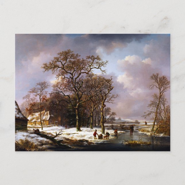 Andreas Schelfhout Winterlandschaft Postkarte (Vorderseite)