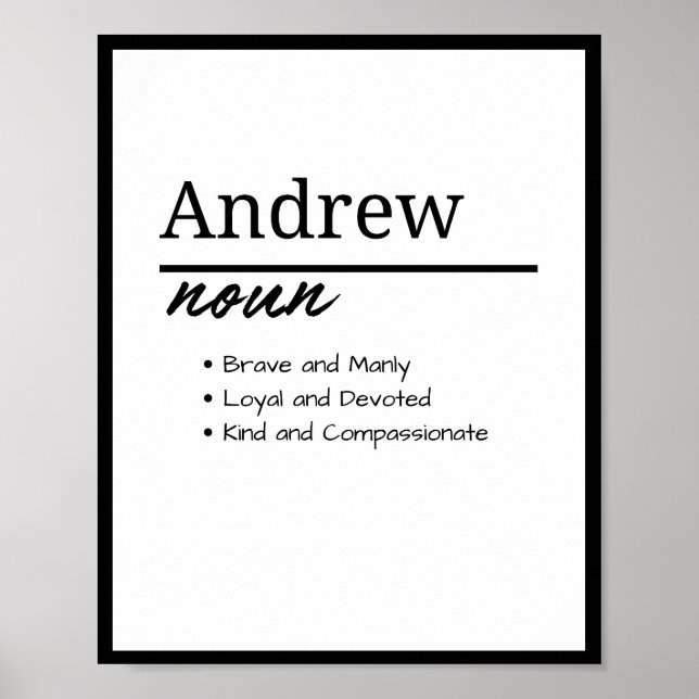 Andrew, Boy Personalisiert Name Definition Poster (Vorne)