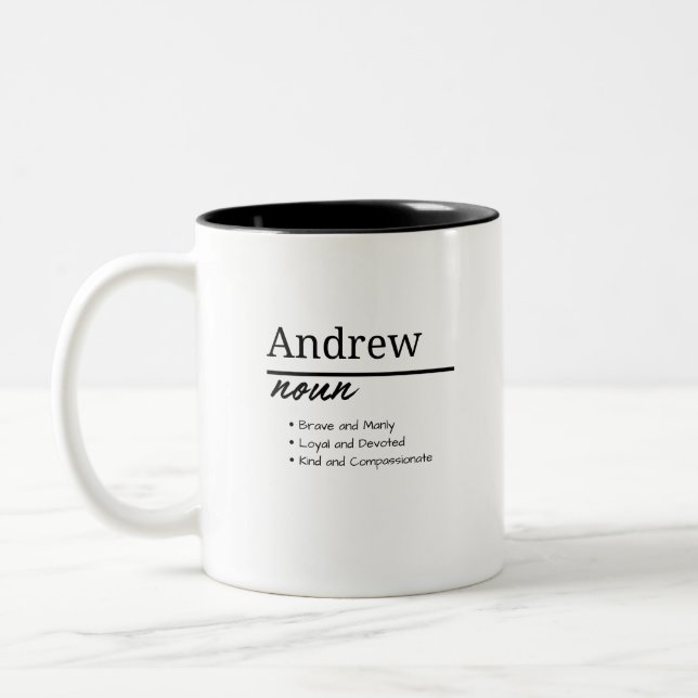 Andrew, Boy Personalisiert Name Definition Zweifarbige Tasse (Links)