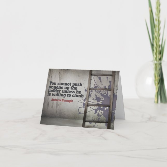 Andrew Carnegie Inspiration Zitat "Push up" Dankeskarte (Vorderseite)