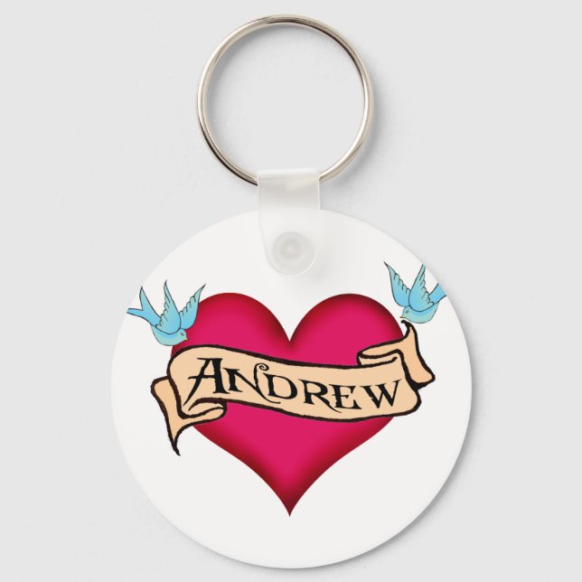 Andrew - Custom Heart Tattoo T - Shirt & Gifts Schlüsselanhänger (Vorderseite)