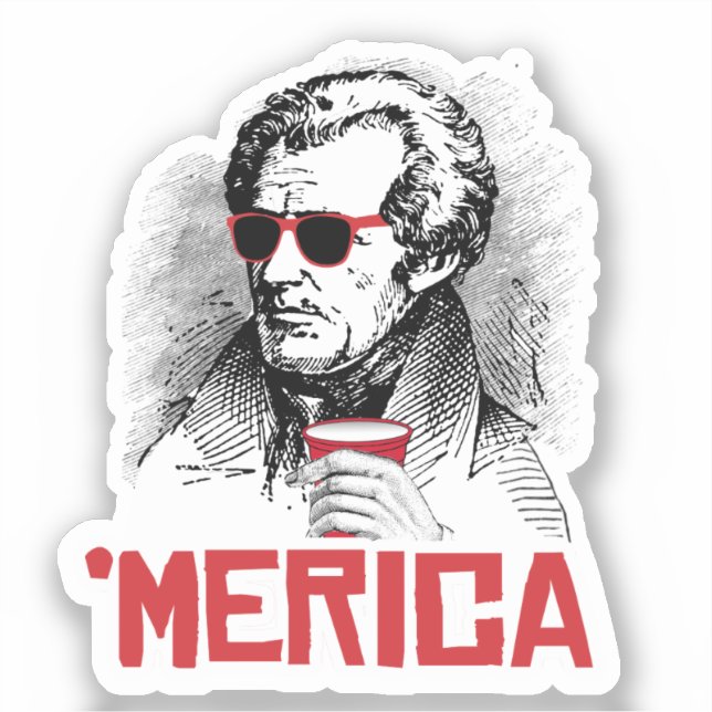 Andrew Jackson "Merican Party Aufkleber (Vorderseite)