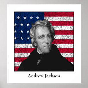Andrew Jackson und die US-Flagge Poster