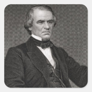 Andrew Johnson, graviert von einer Fotografie Quadratischer Aufkleber