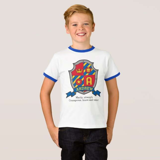 Andrew Jungs Name & Bedeutung "Ritter Schild" T-Shirt (Vorne ganz)