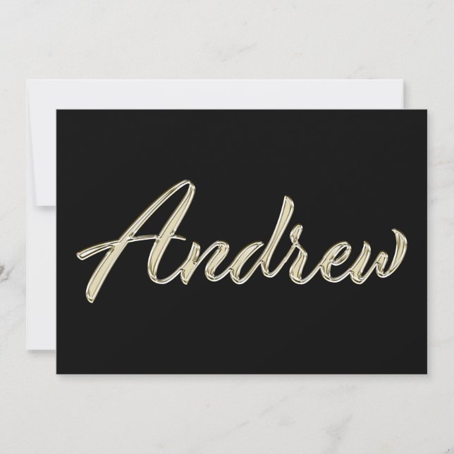 Andrew Name white gold Handwriting Karte (Vorderseite)