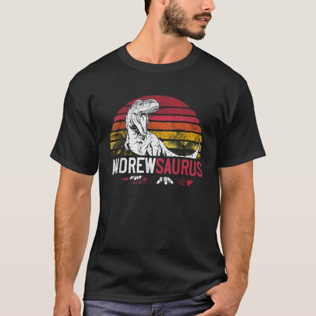Andrew Saurus Funny Personalisiert Dinosaur T Rex  T-Shirt (Vorderseite)