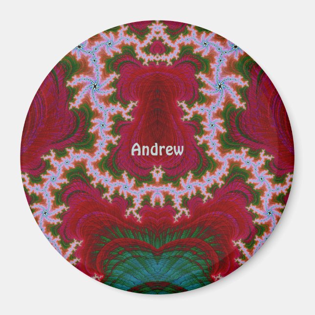 ANDREW ~ Shades of White, Green, Red Christmas ~ Magnet (Vorne)
