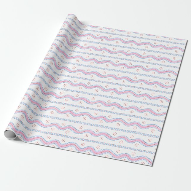 Andrew Stripe Pink und blau Geschenkpapier (Ungerollt)