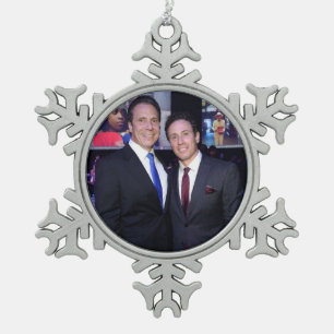 Andrew und Chris Cuomo Schneeflocken Zinn-Ornament