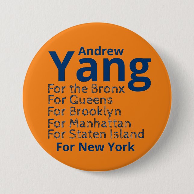 Andrew Yang für Mayor Button (Vorderseite)