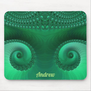 ANDREW ~ Zany Shades of Green Fraktal Pattern Mousepad