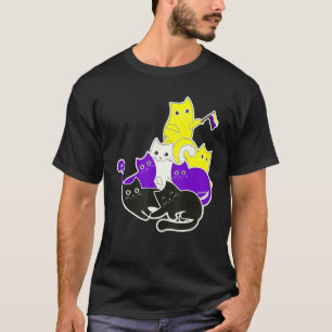 Androgyne, nicht binäre Katzen Flag Geschlecht Ide T-Shirt