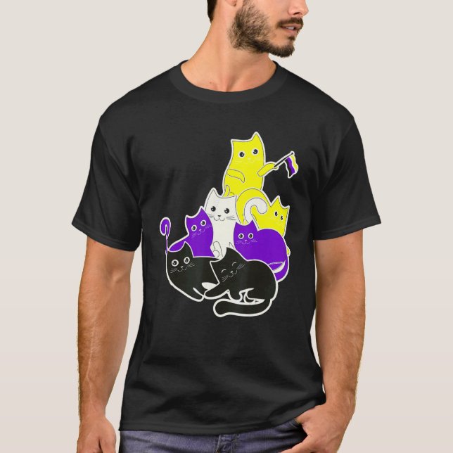Androgyne, nicht binäre Katzen Flag Geschlecht Ide T-Shirt (Vorderseite)