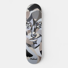 Androgynische Illustration mit Typograpie Skateboard