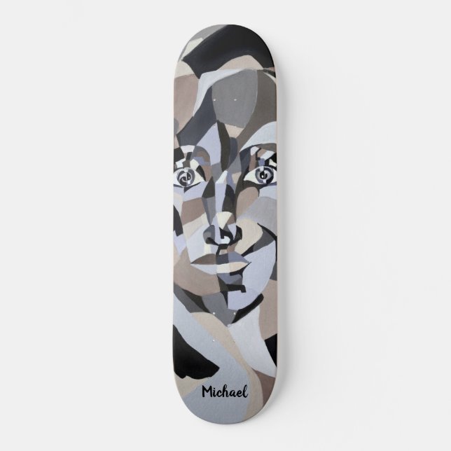 Androgynische Illustration mit Typograpie Skateboard (Vorderseite)