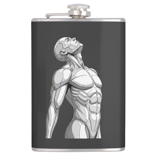 Android Anatomy: Cyborg Stainless Steel Flask Flachmann (Vorderseite)