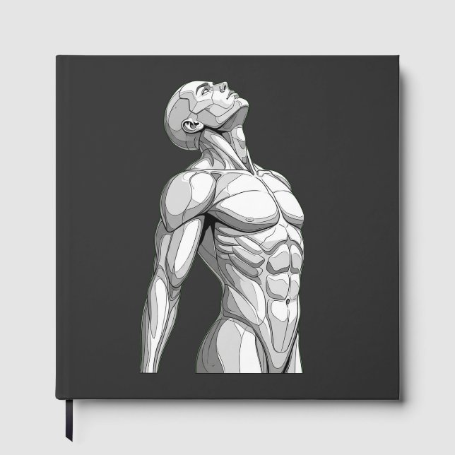Android Anatomy: Futuristic Cyborg Foil Guestbook Gästebuch (Vorderseite)